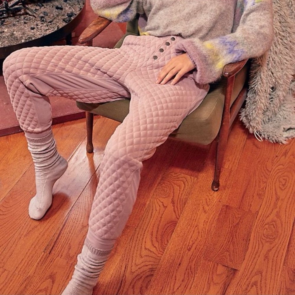 Free People Quilted Pink Joggers